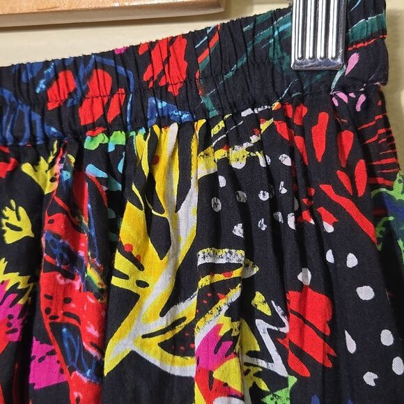 Serengeti Colorful Floral Tiered Midi Skirt Tropical Island Vacation Coastal - Picture 5 of 14